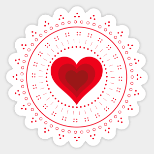 Red heart with love radiation Sticker